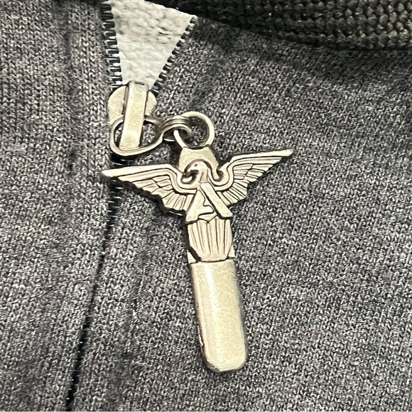 Avirex Vintage Black Gray Big Logo Y2K Zip Front Hoodie Jacket XL - Picture 6 of 7